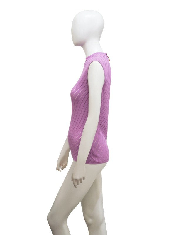 Celine 1980s Ribbed Mesh Sleeveless Top