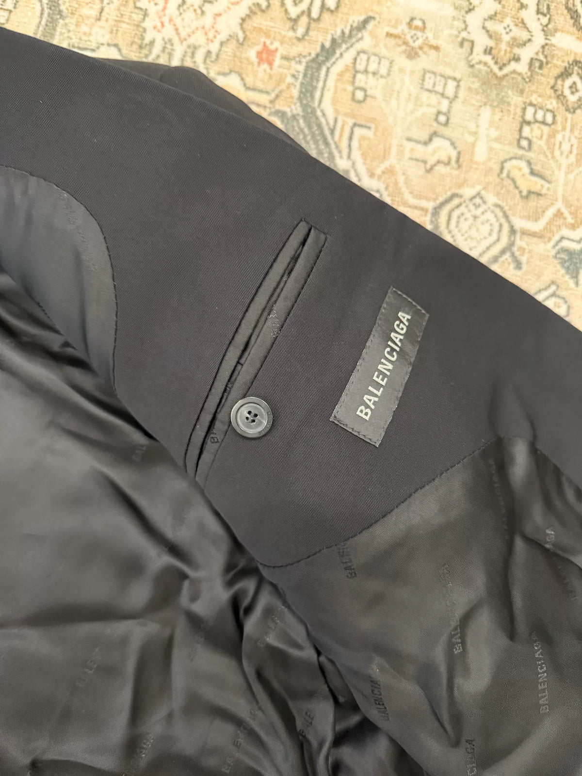 Balenciaga sleeve patch silk suit jacket