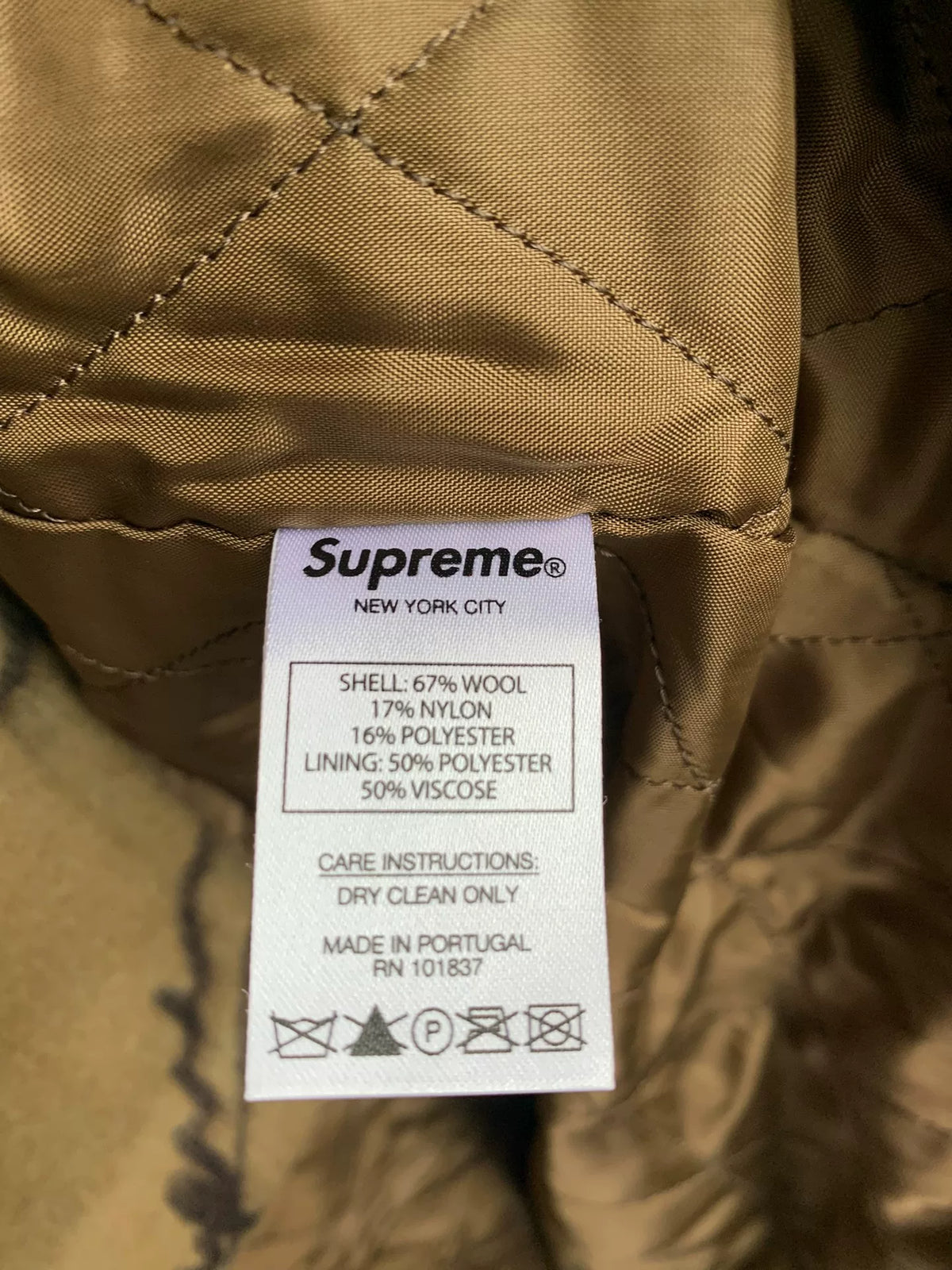 Supreme Script Logos Brown Wool Coat