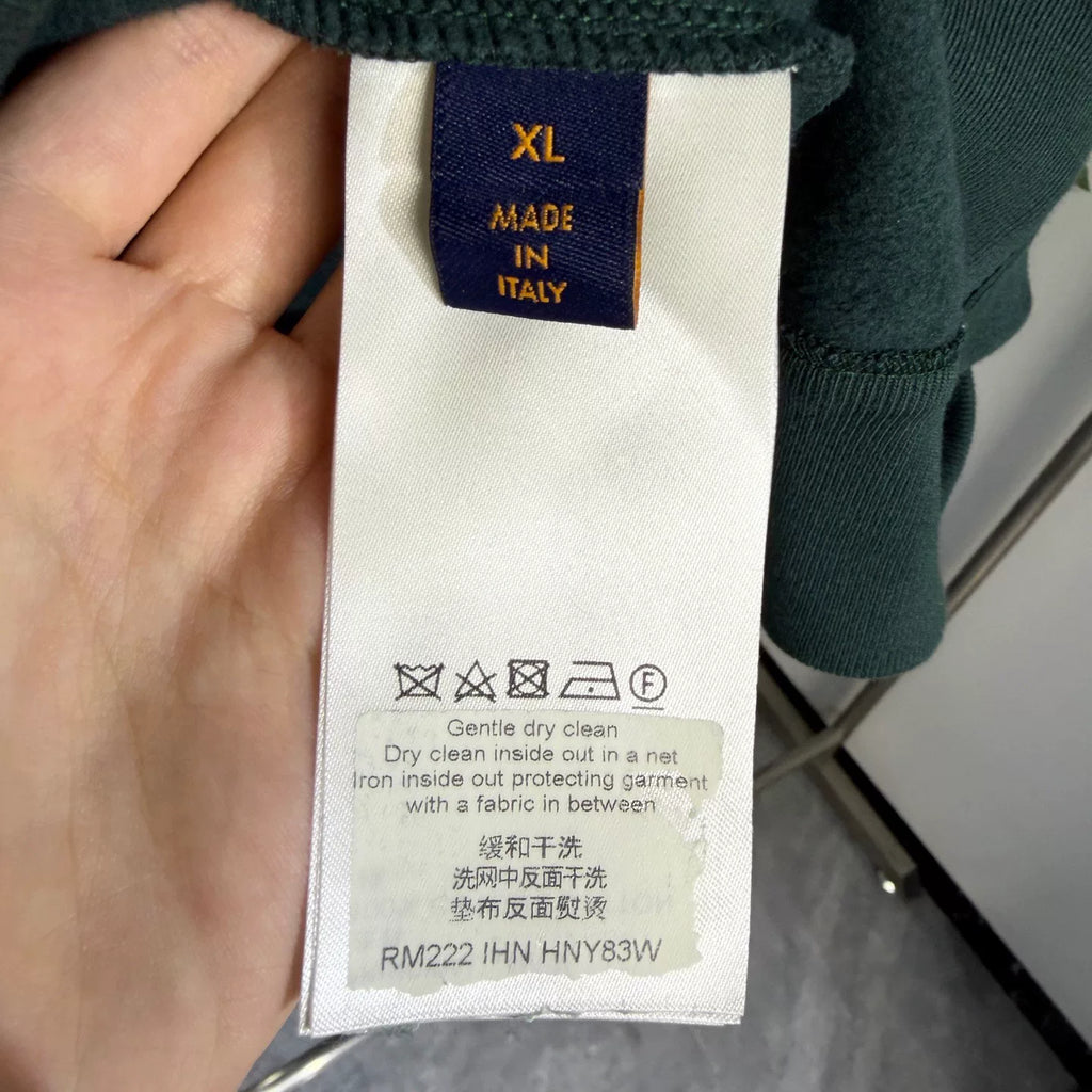 Louis Vuitton SS23 Jacket Zip Denim Color-Block Logo Embroidered Cotton Denim Green Hoodie