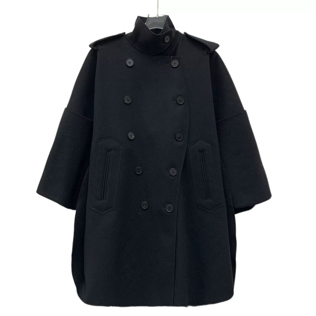 Valentino Black Wool Double-Breasted Long Sleeve Coat