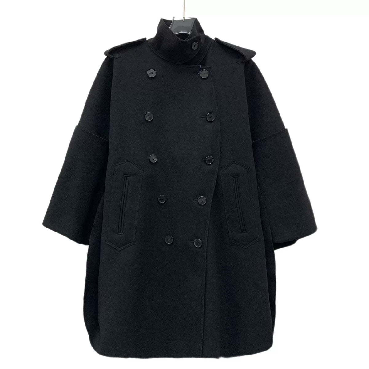 Valentino Black Wool Double-Breasted Long Sleeve Coat