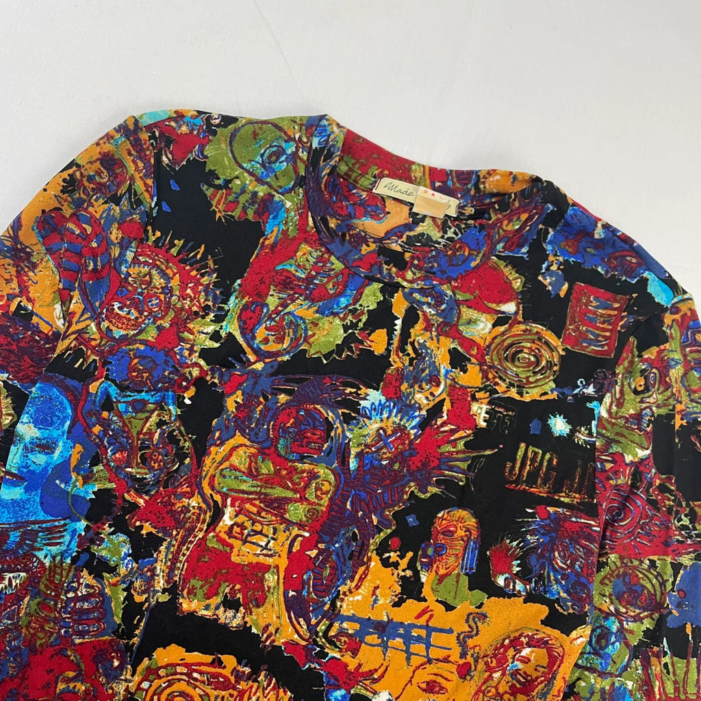 2000 Spring/Summer Jean Paul Gaultier Basquiat Print Stretch Long-Sleeve T-Shirt