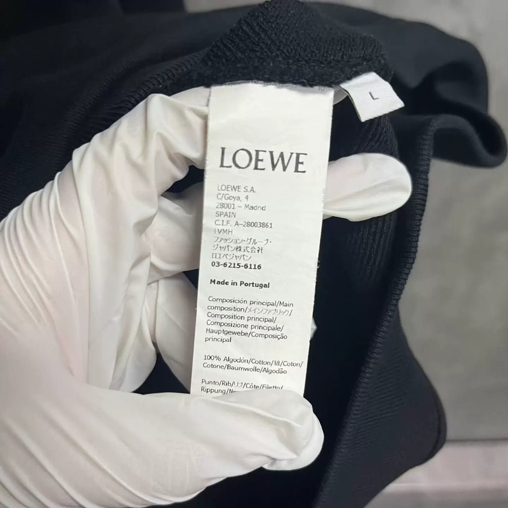 Loewe Black Logo Patch Drawstring Hooded Sweater