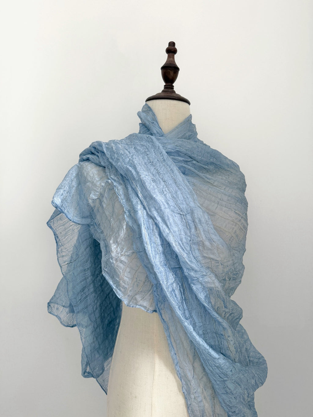 Yohji Yamamoto 1990s Ice Blue Drawstring Shawl - Devines