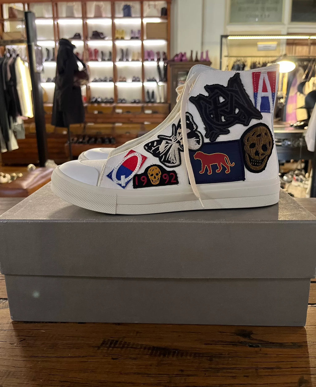Alexander McQueen SS17 White Badge Canvas High-Top Sneakers