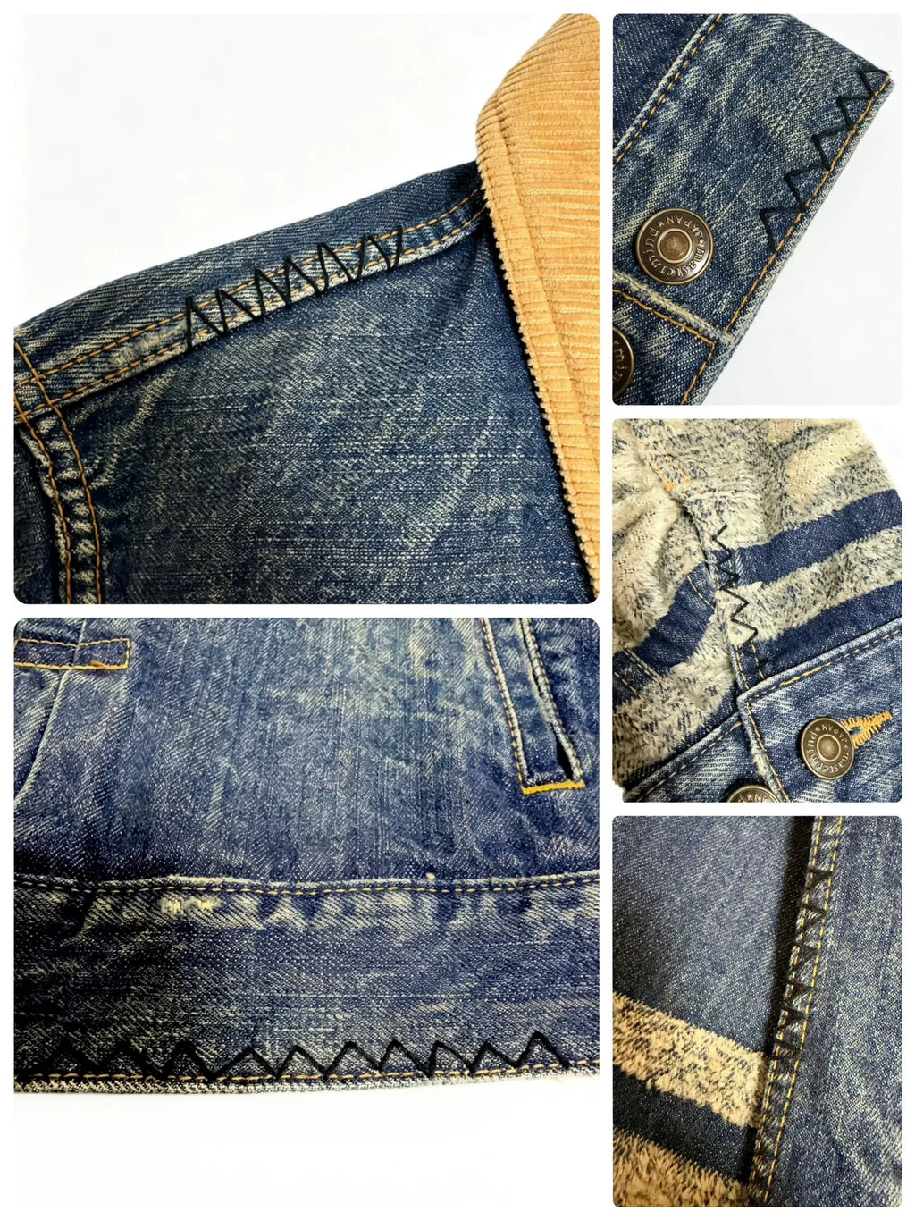 mastermind Japan AW10 Yellow Corduroy Collared Distressed Denim Jacket