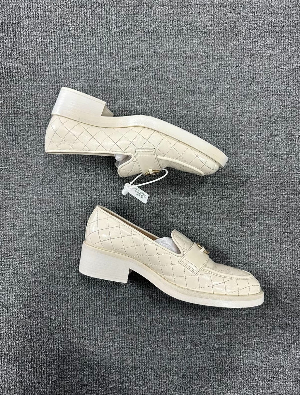 Chanel Off-White Quilted Chunky Heels