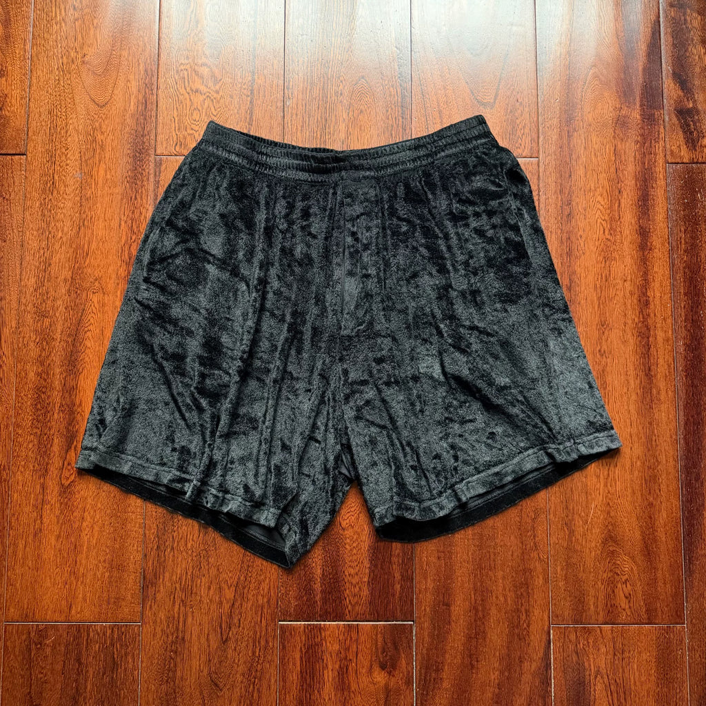 Balenciaga Black Velvet Drawstring Shorts