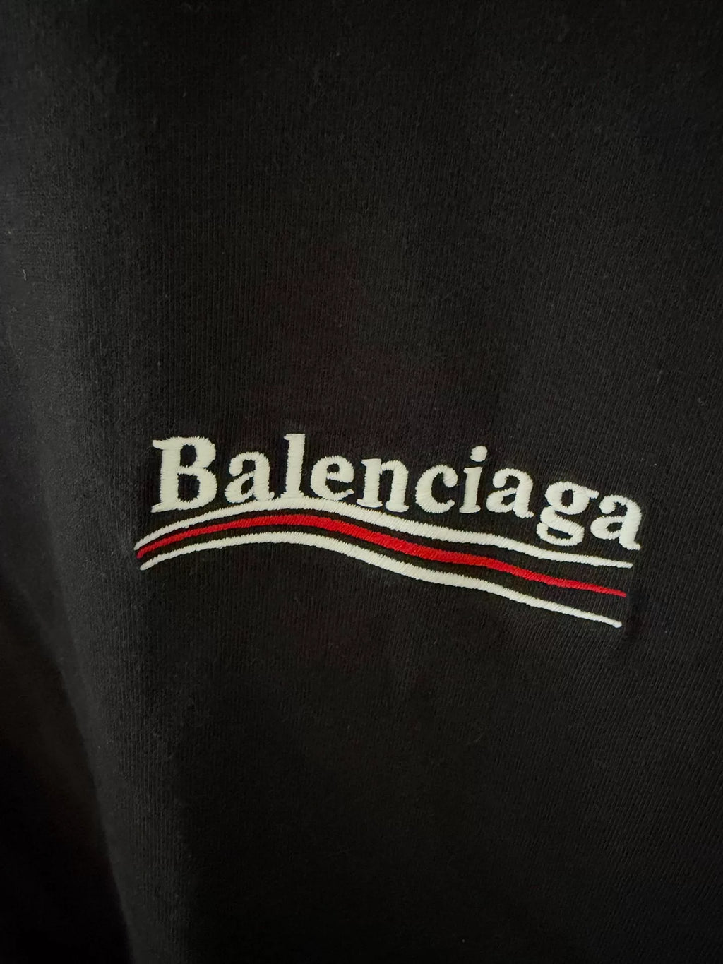 Balenciaga Black Cola Embroidered Destruction Short Sleeve T-Shirt