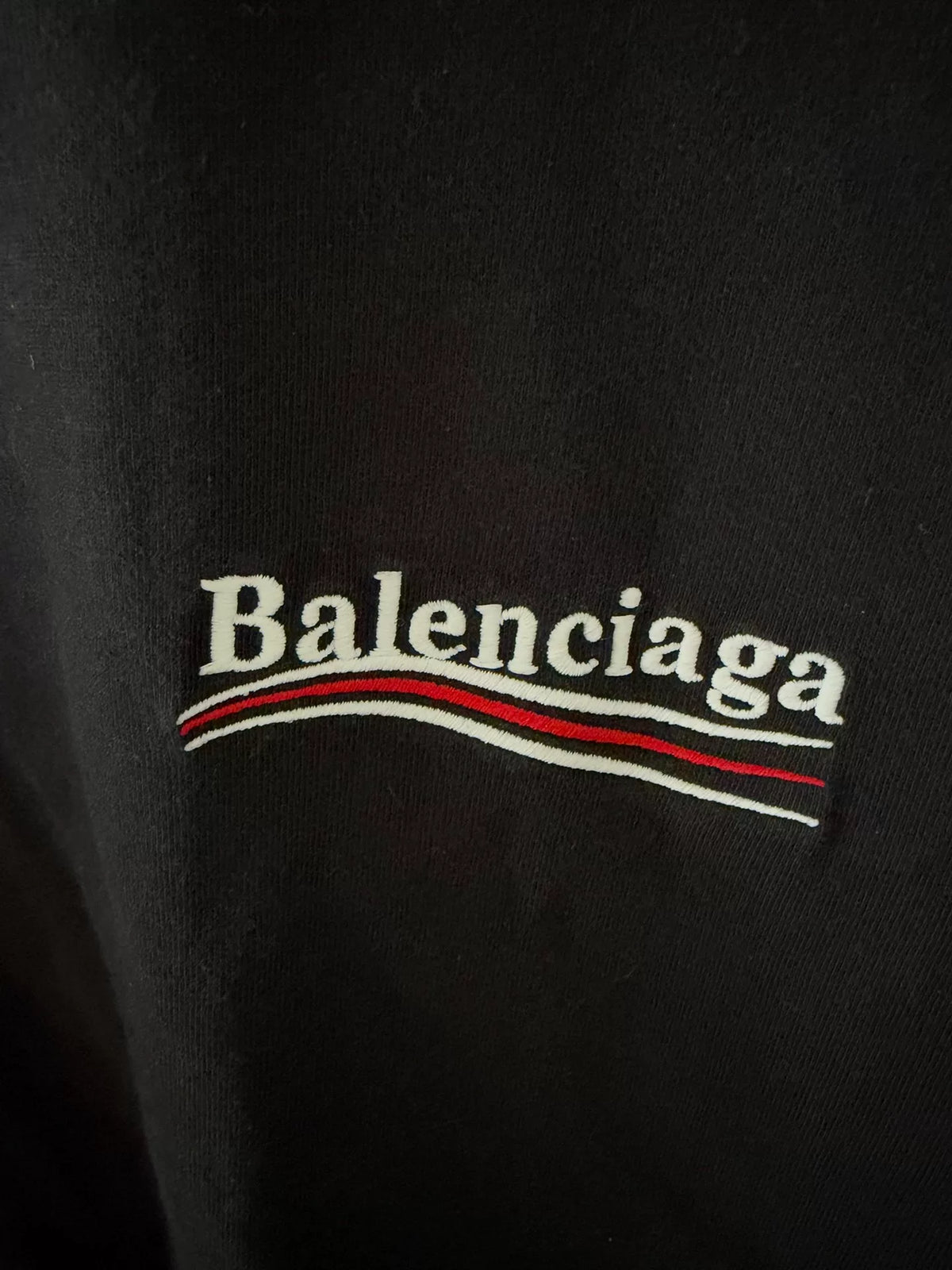 Balenciaga Black Cola Embroidered Destruction Short Sleeve T-Shirt