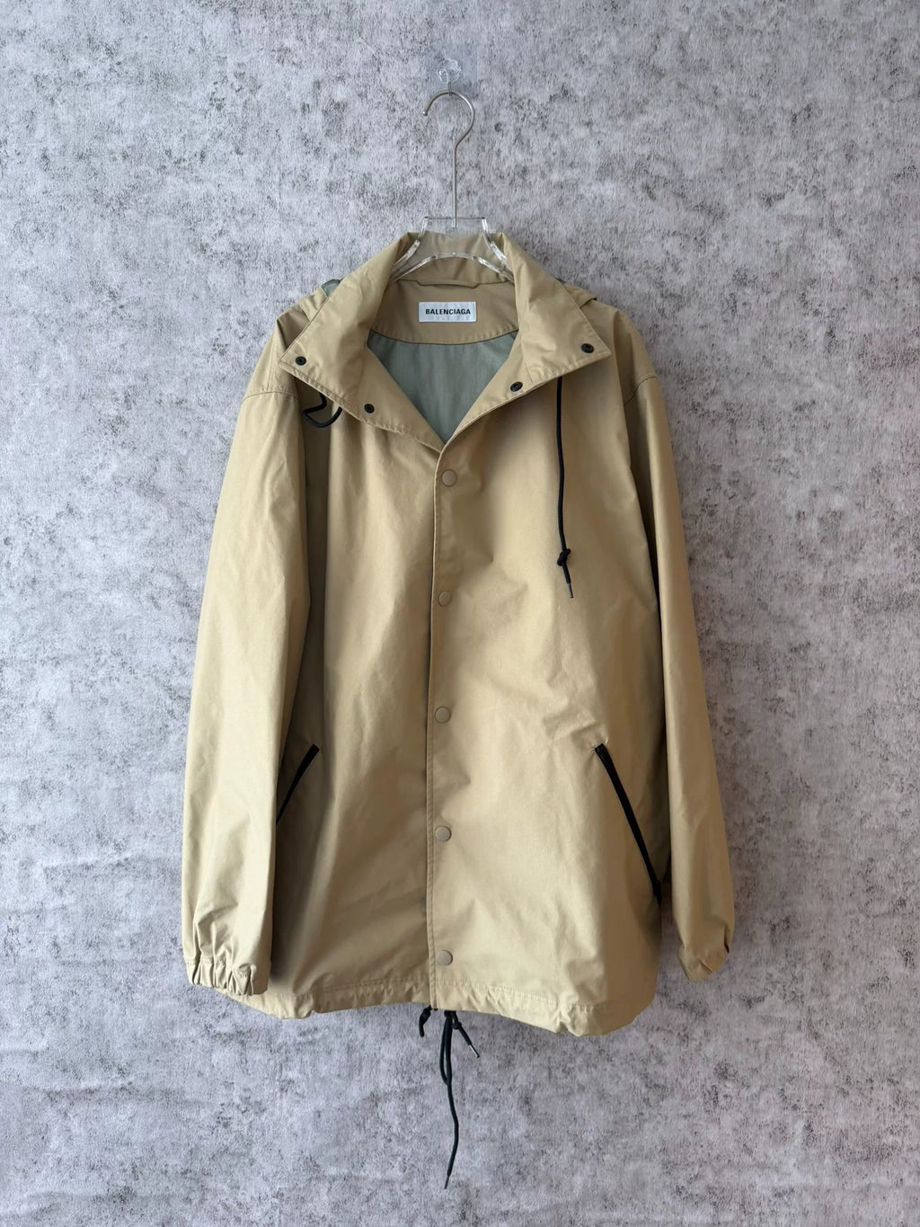 Balenciaga Khaki Back Print Windbreaker Jacket