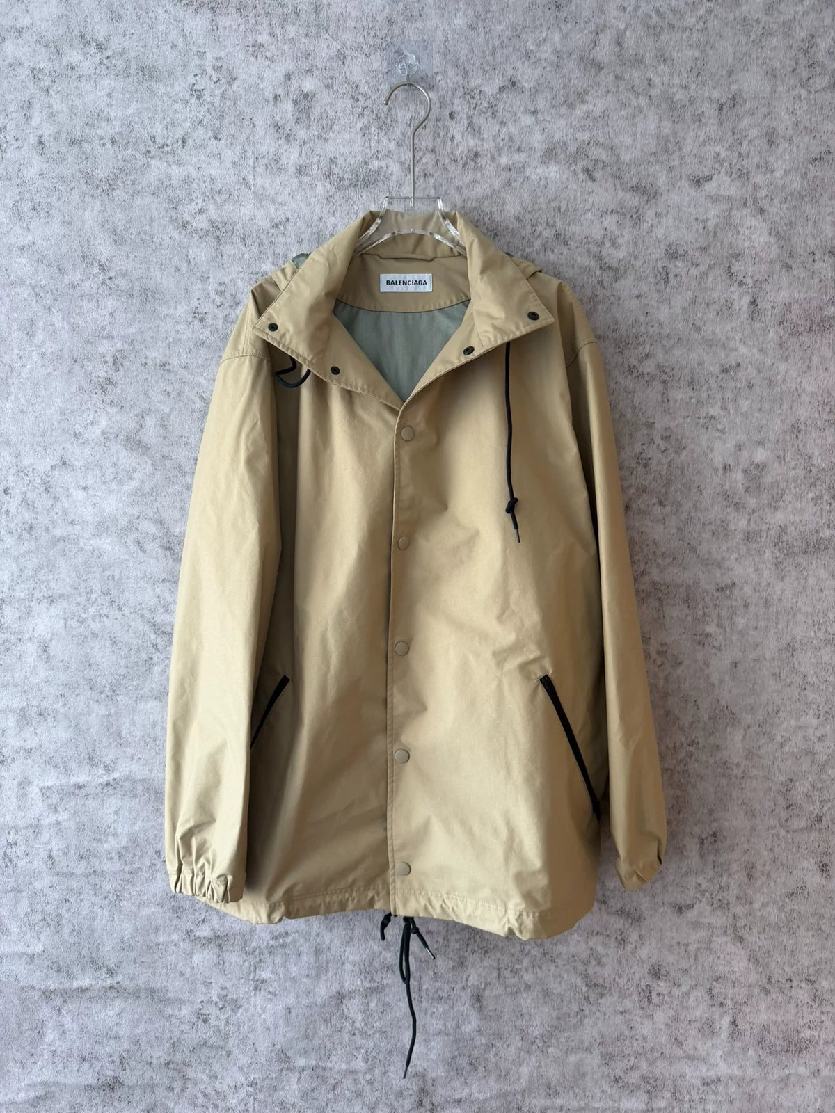 Balenciaga Khaki Back Print Windbreaker Jacket