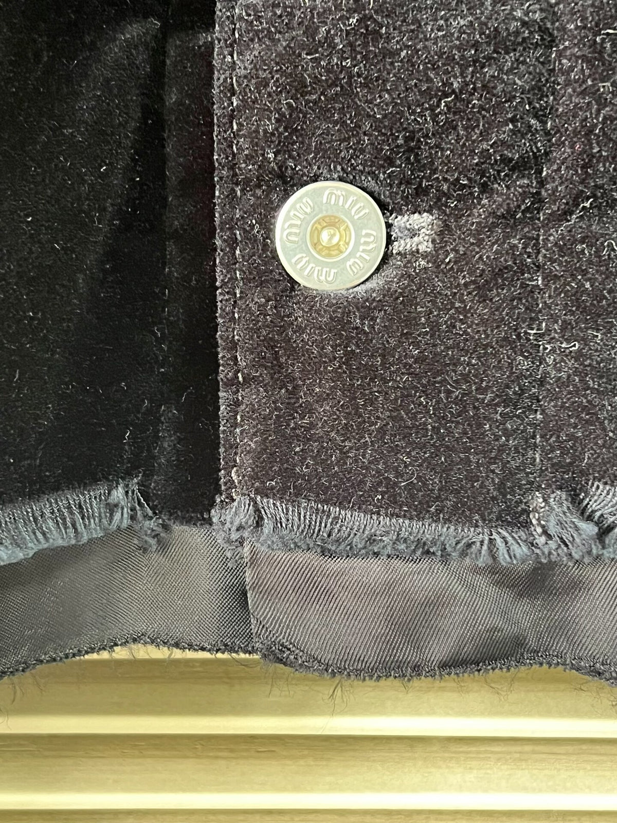 Miu Miu black velvet logo short jacket