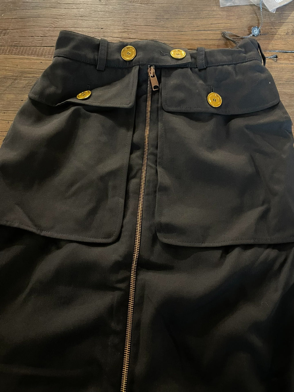 Alexander McQueen FW16 Military High-Waist Gold Button Wool Skirt