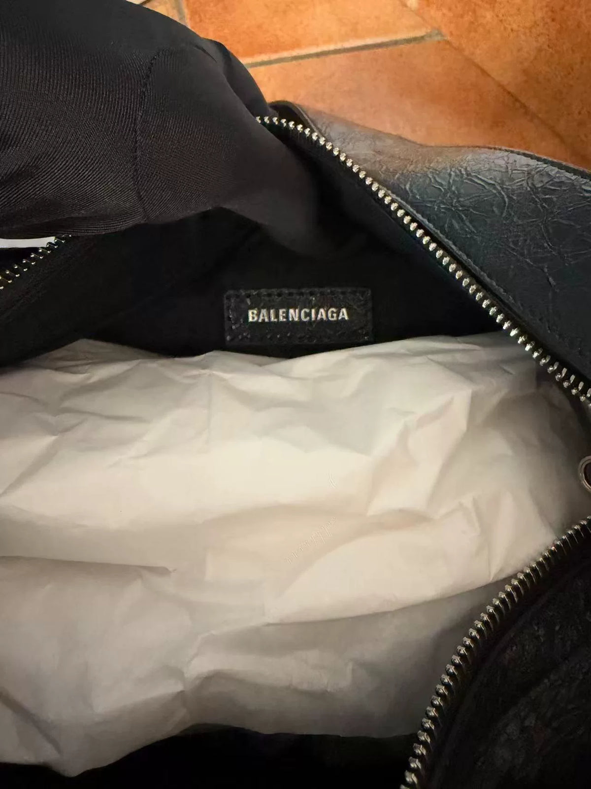 Balenciaga Superbusy Black Riveted Lambskin Shoulder Bag