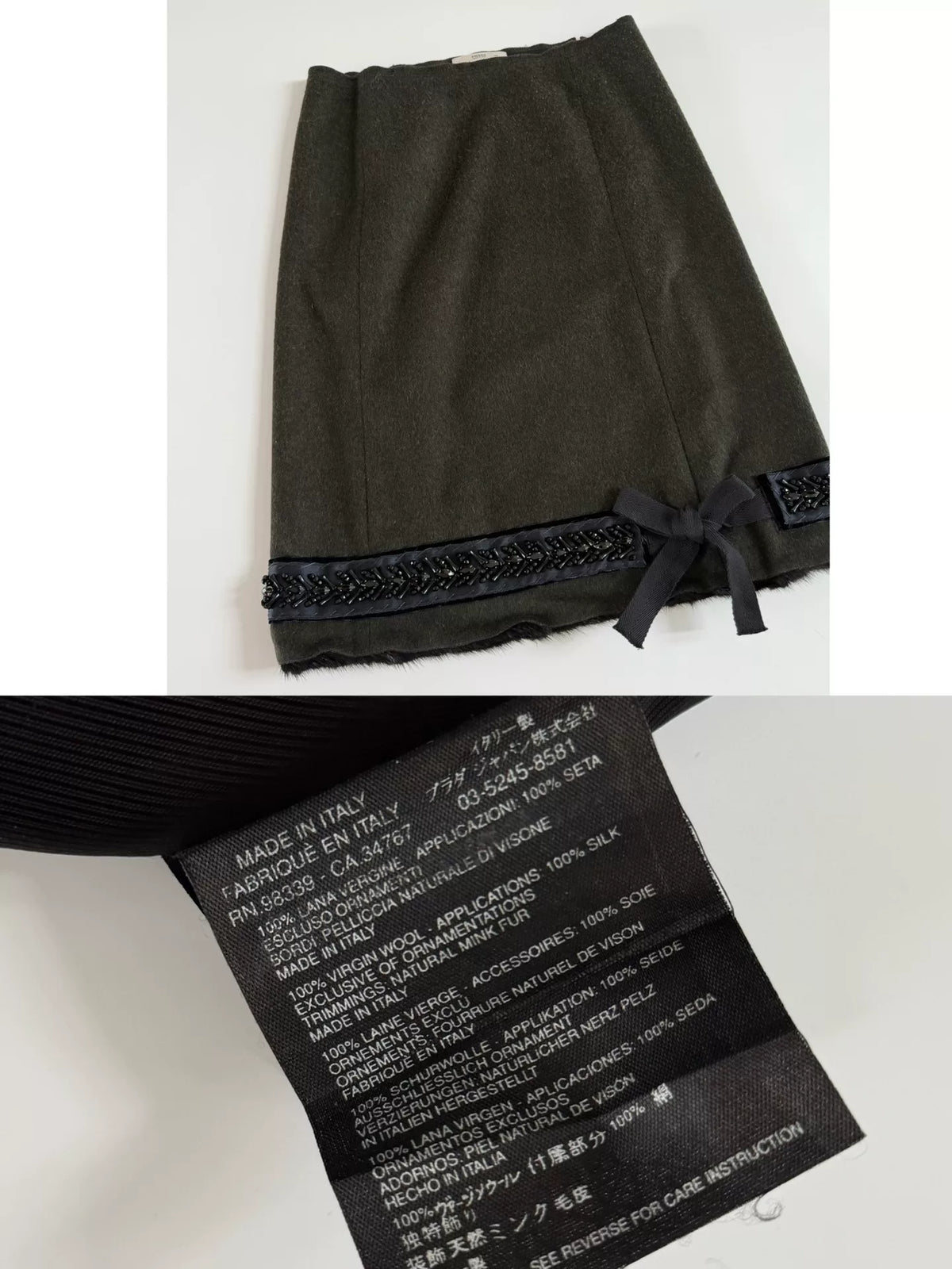Prada vintage first-cut wool skirt