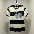 Louis Vuitton Striped All-Over Print Denim Color-Block Short Sleeve Shirt