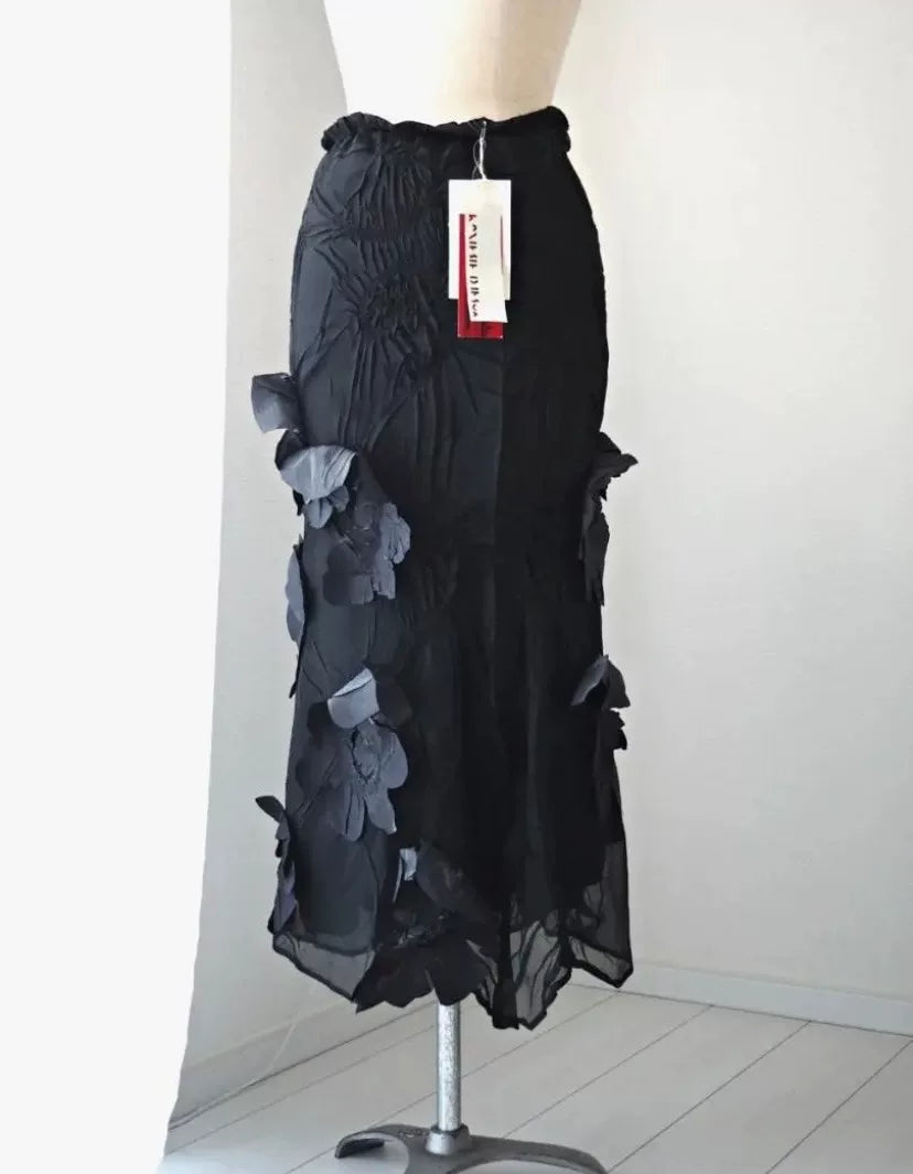 YOSHIKI HISHINUMA Black Floral Skirt