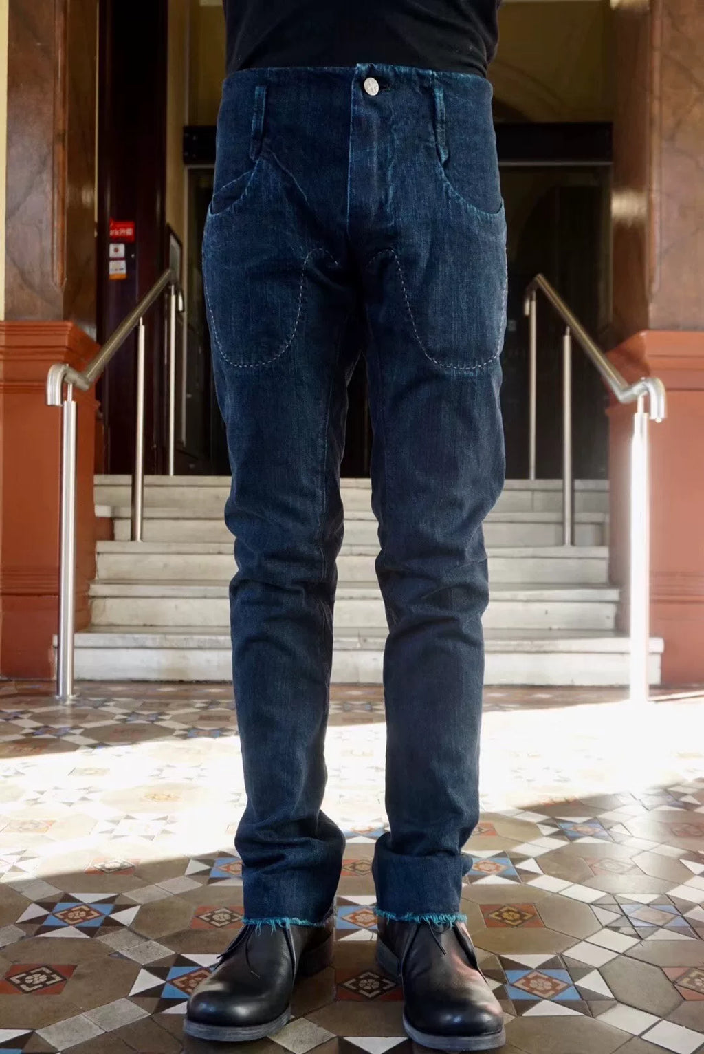 M.A+ AW18 Blue Contrast Stitch Denim Jeans
