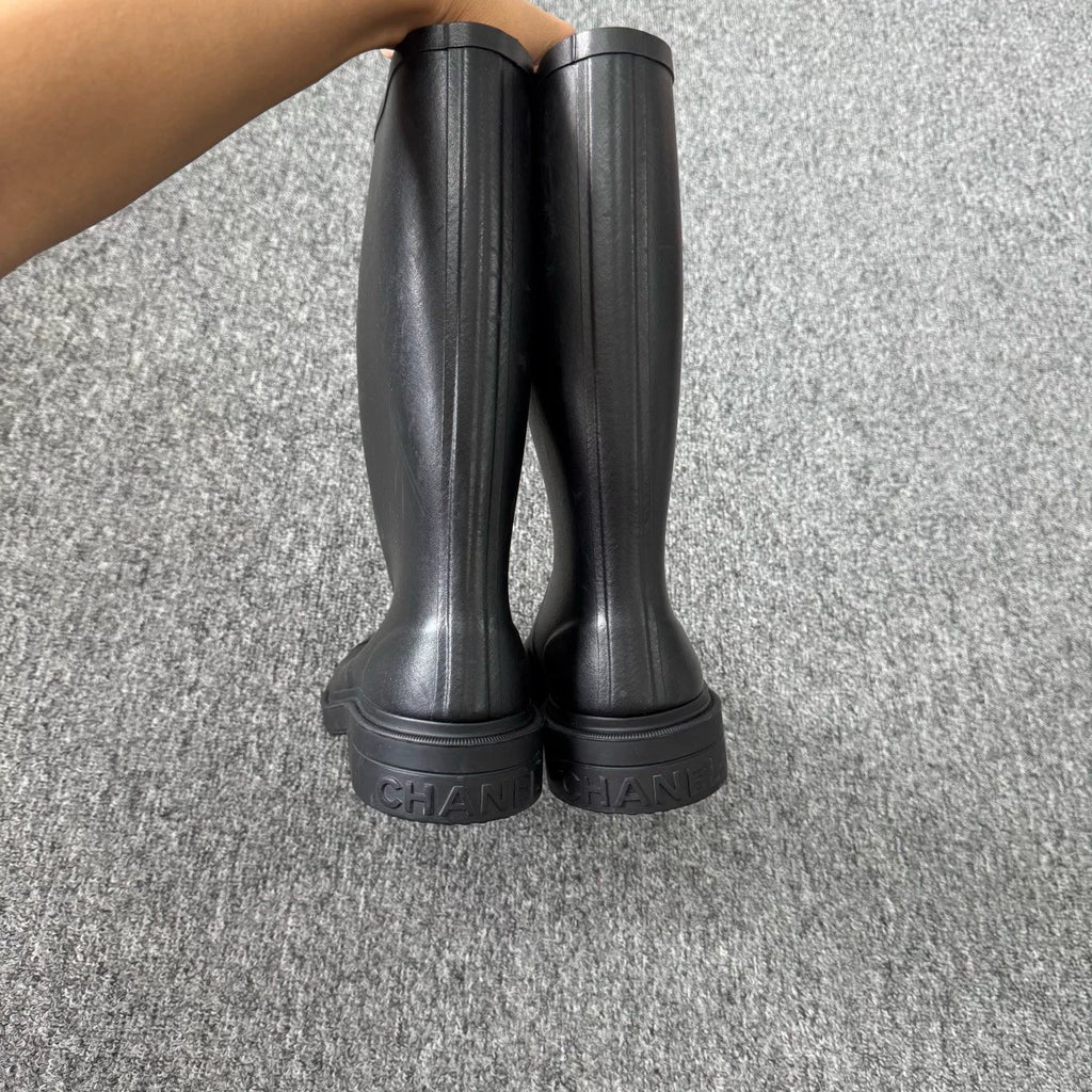 Chanel 25S Double C Rubber Tall Boots