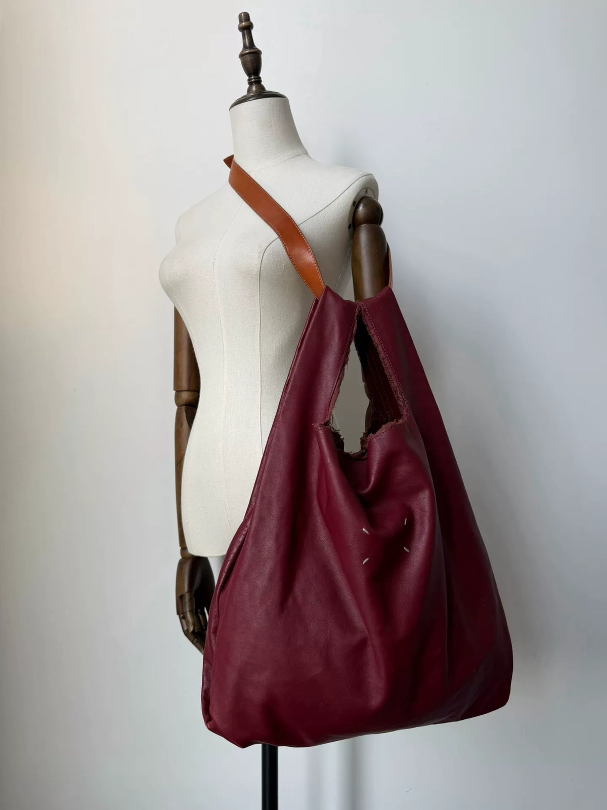 Rare 2015 Maison Martin Margiela deconstructed burgundy monk tote bag