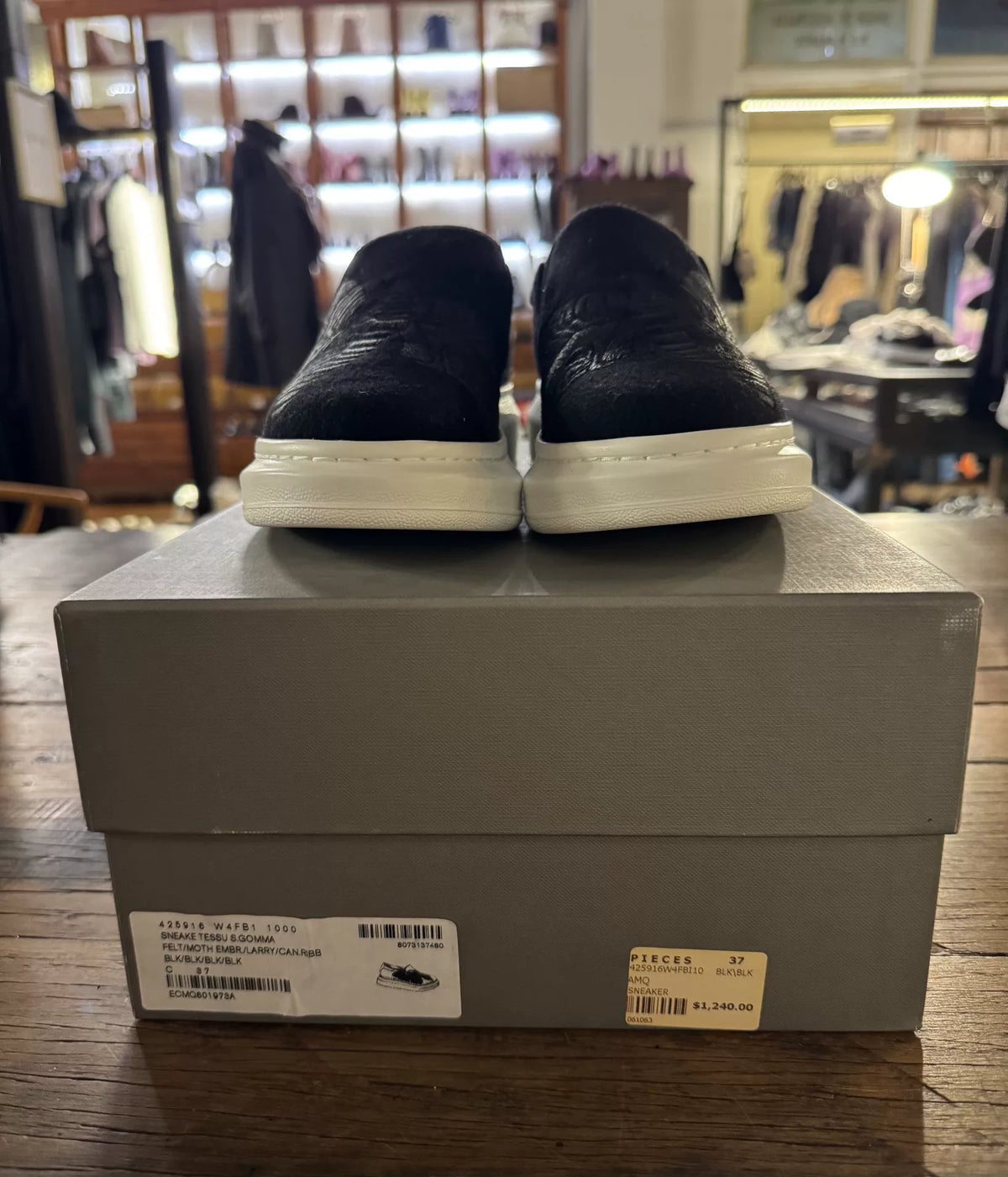 Alexander McQueen FW16 Black Embroidered Moth Platform Sneakers