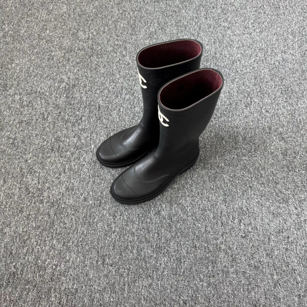 Chanel 25S Double C Rubber Tall Boots