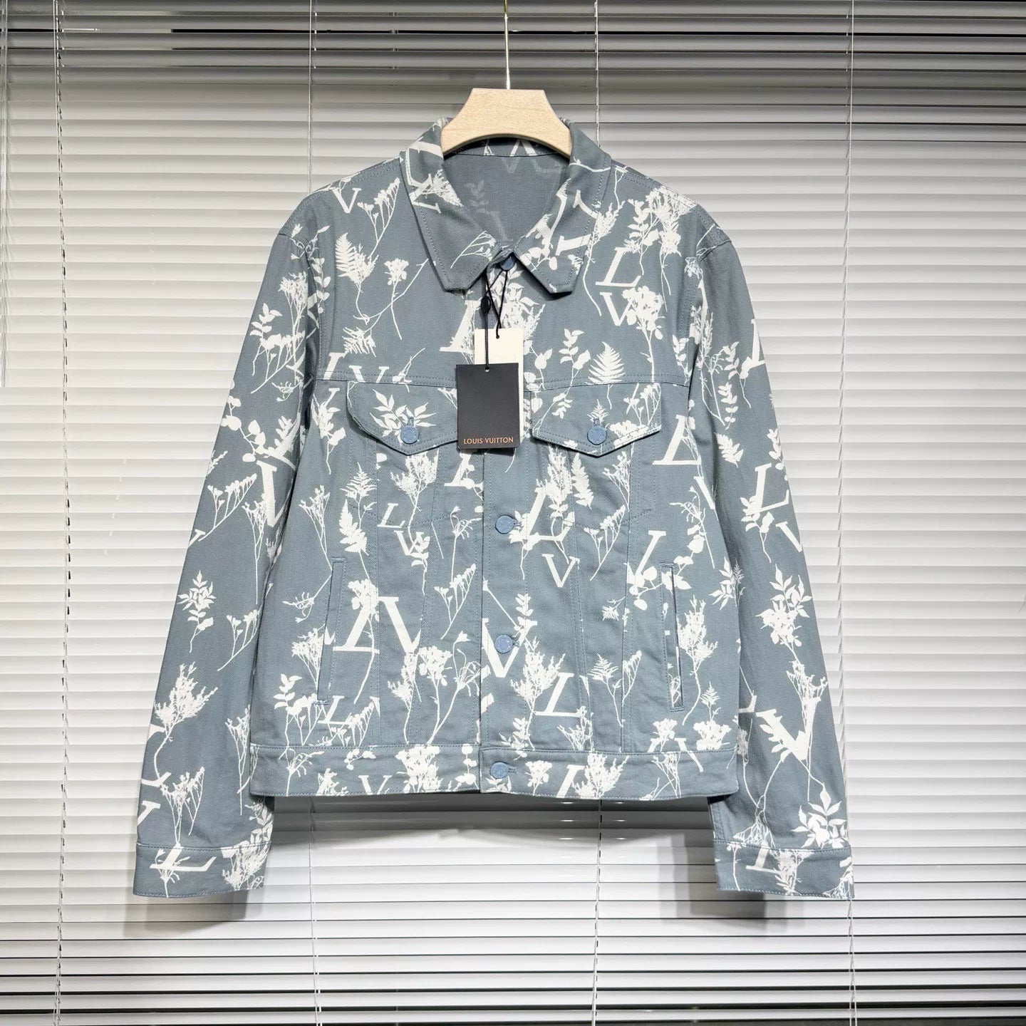 Louis Vuitton 2023 All-Over Print Cotton Single-Breasted Blue Jacket