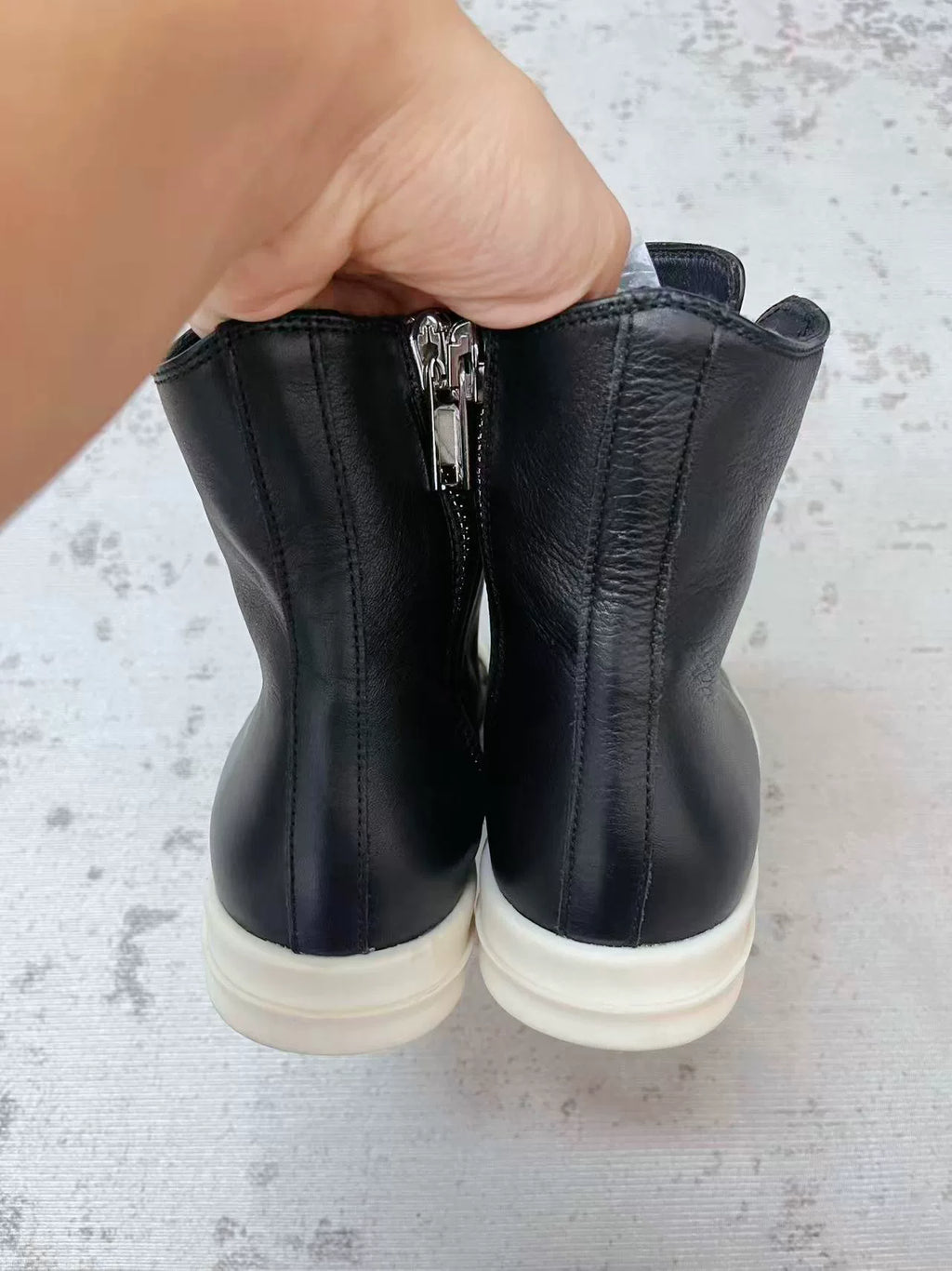 Rick Owens Black and White Tank Sole Large Converse Sneakers