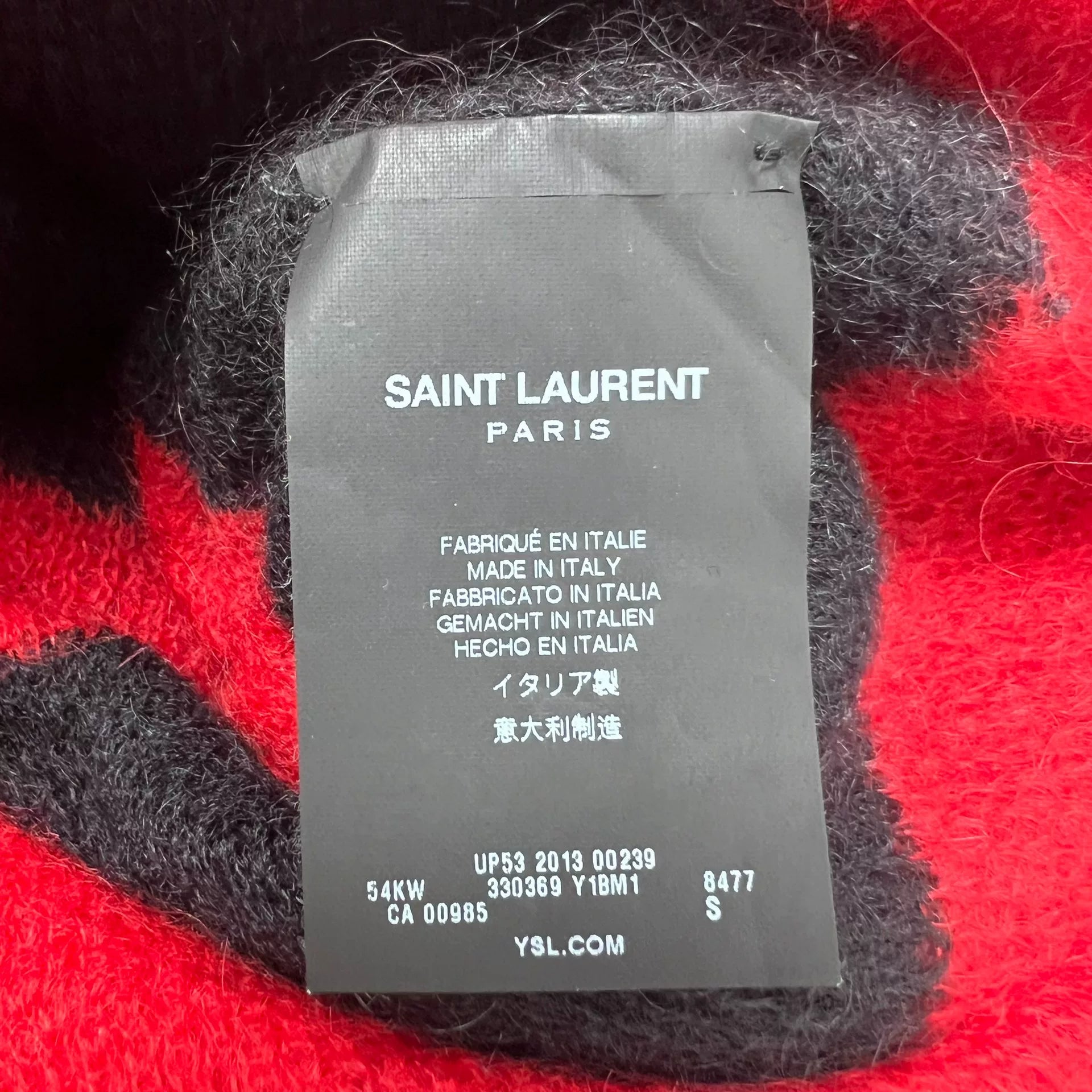 Saint Laurent Slp13fw Black Red Striped Wool Knit Sweater Cardigan