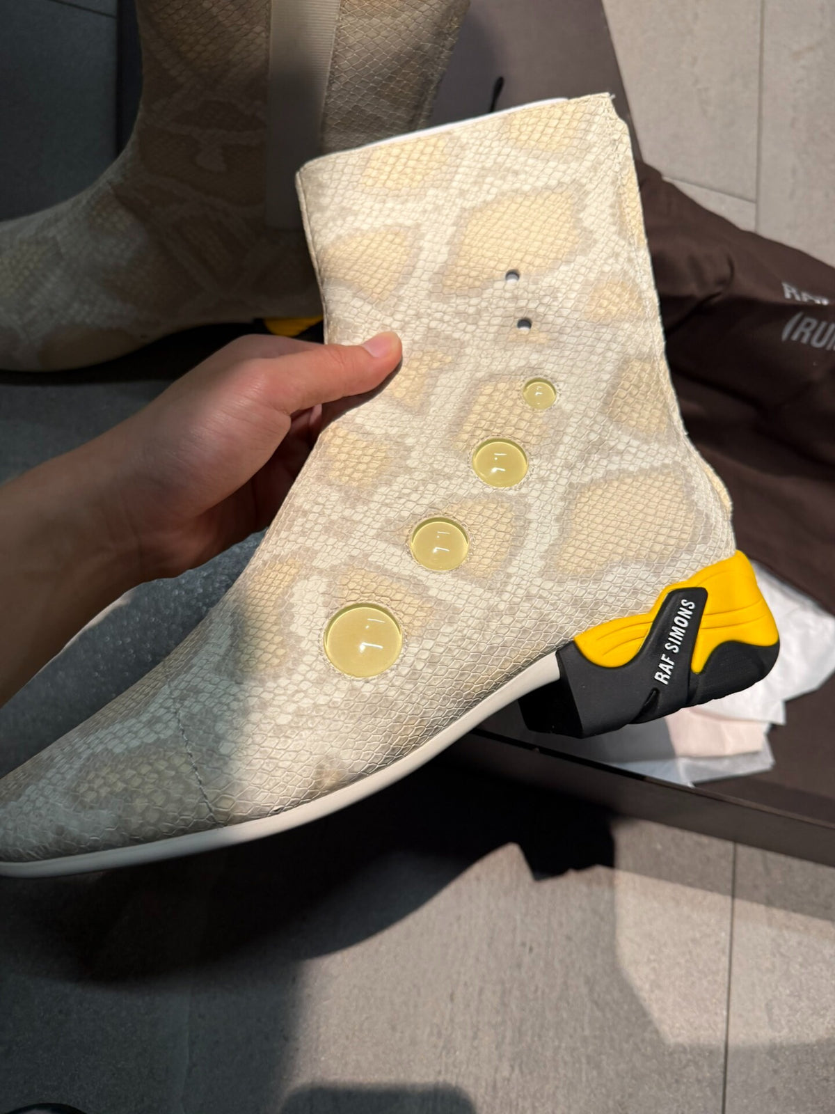 Raf Simons Snake Print High-Top Sneakers