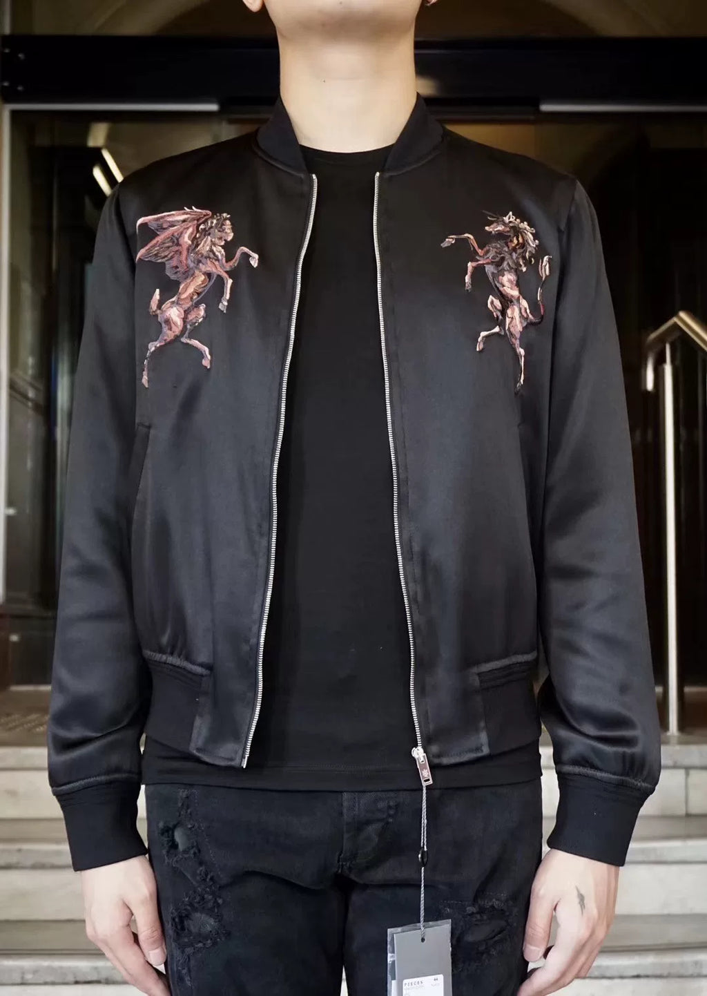 Alexander McQueen SS18 Medieval Flying Lion Unicorn Floral Jacket
