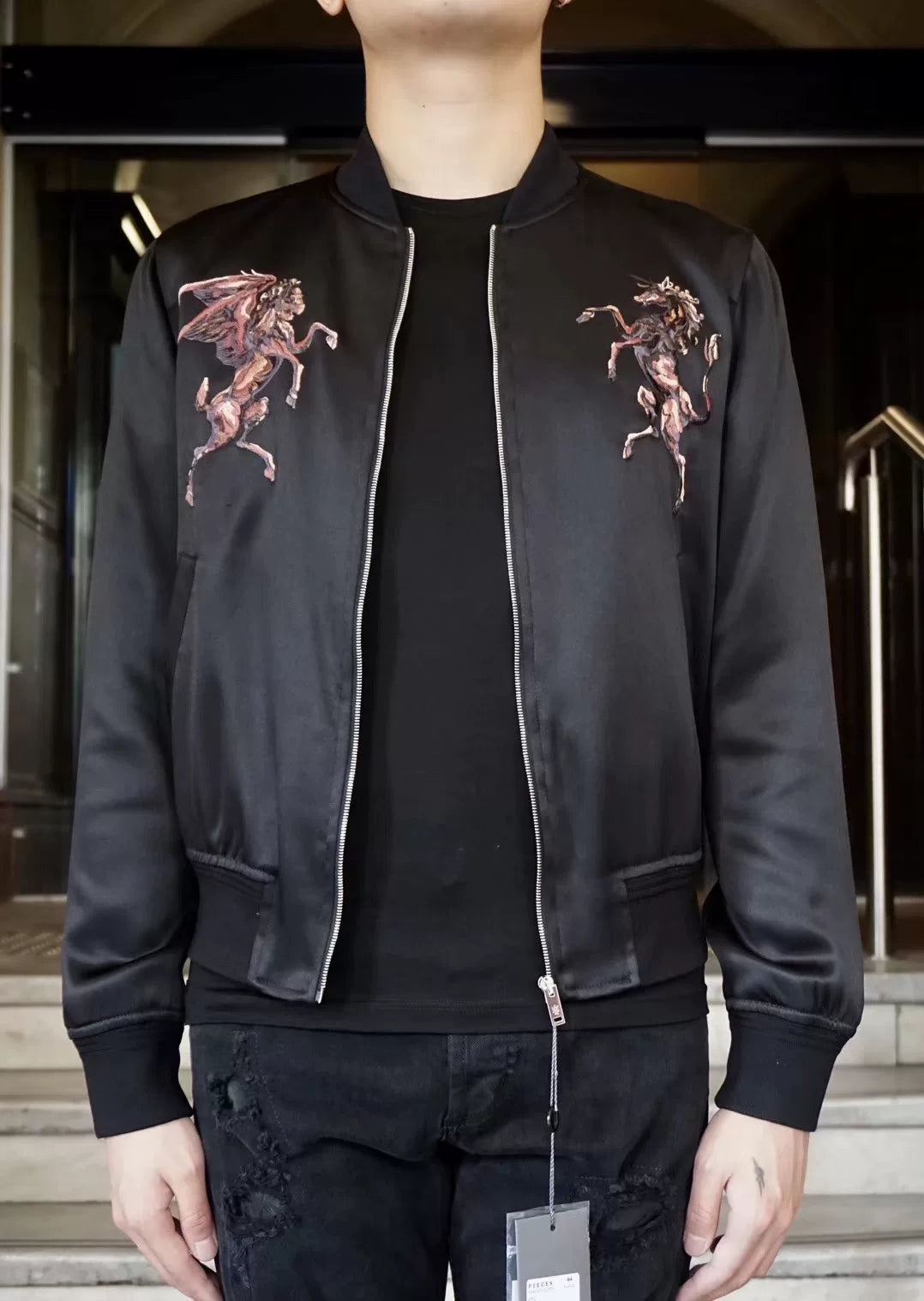 Alexander McQueen SS18 Medieval Flying Lion Unicorn Floral Jacket