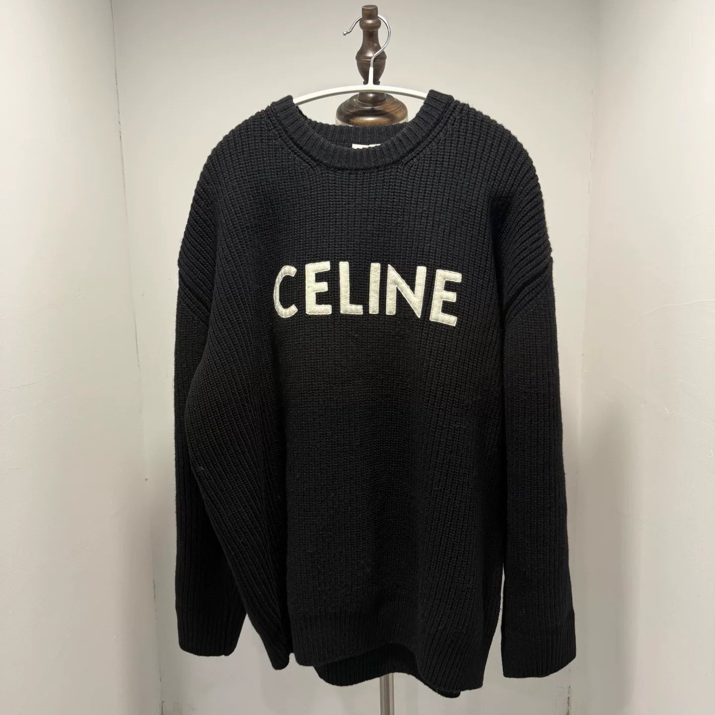 Celine Embroidered Logo Fuzzy Sweater Wool