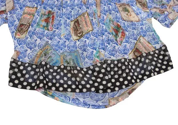 COMME des GARCONS Vintage Blue Floral Crew Neck Top