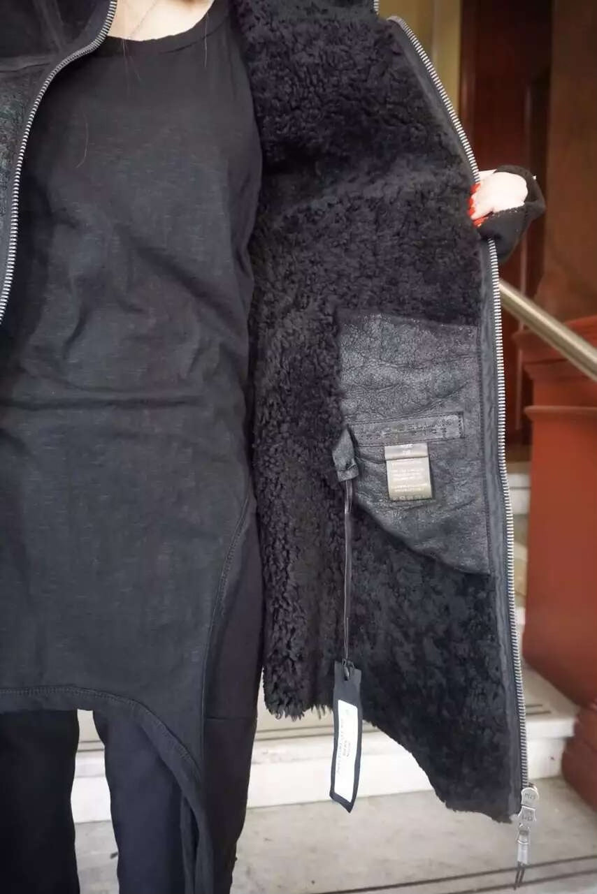 Isaac Sellam Black Hooded Lambskin Coat