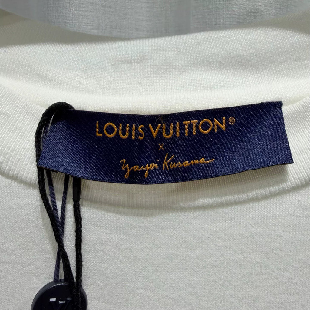 Louis Vuitton Yayoi Kusama Polka Dot Psychedelic Print Cotton White Short Sleeve T-Shirt