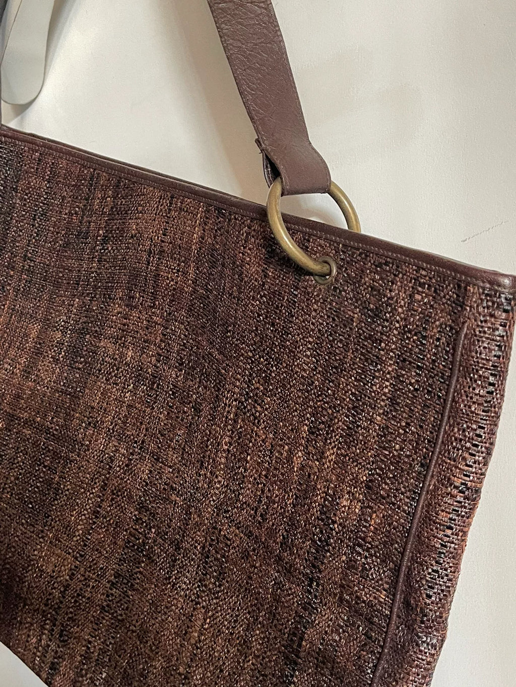 Dries Van Noten Woven leather single-ring tote bag