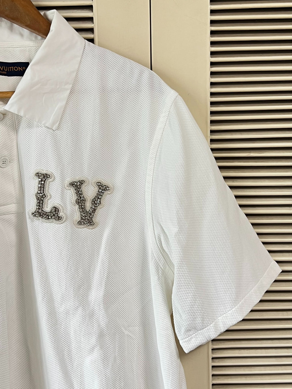 Louis Vuitton Rhinestone Embroidery Short Sleeve Shirt
