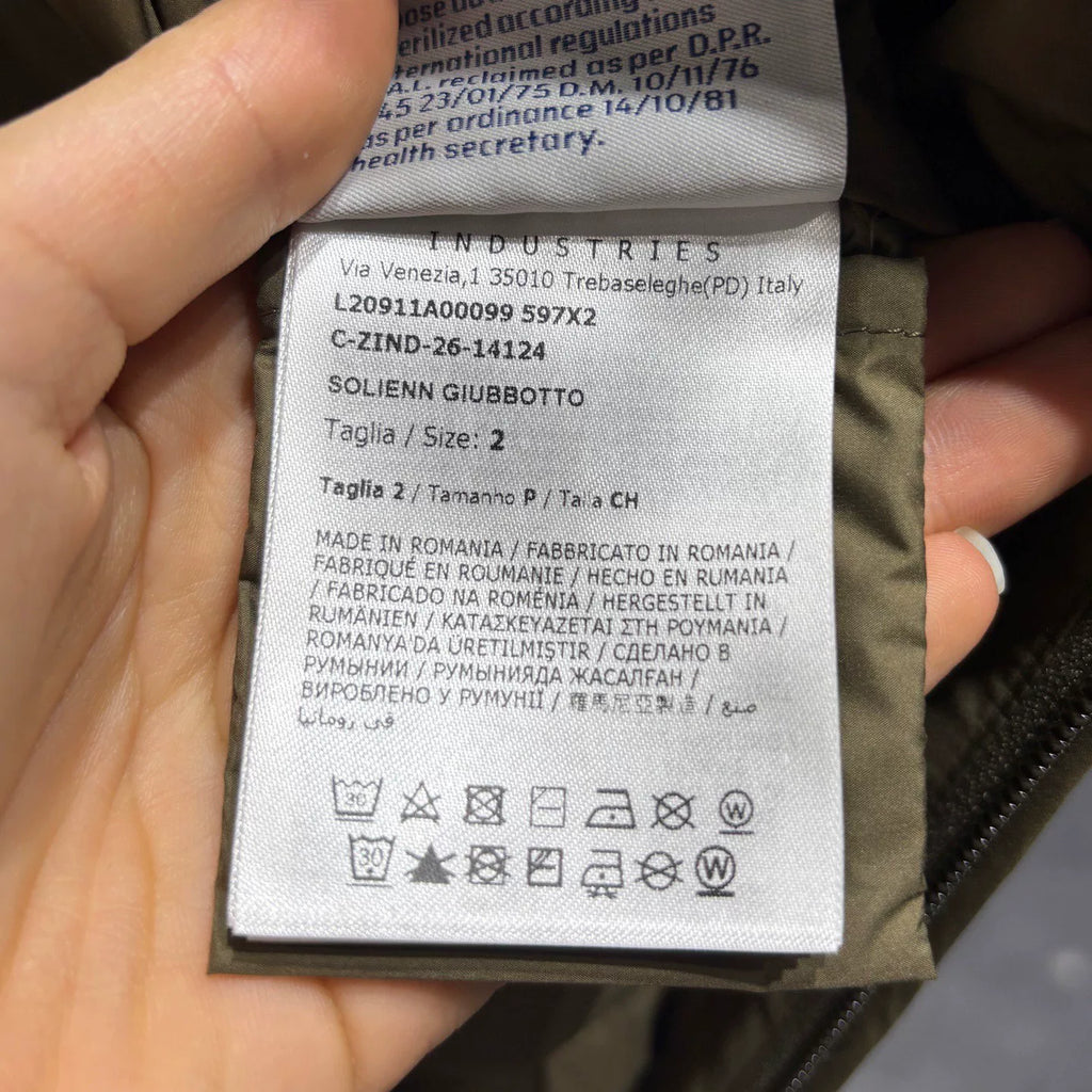 Moncler Olive Hooded Zip-Up Polyester Down Jacket