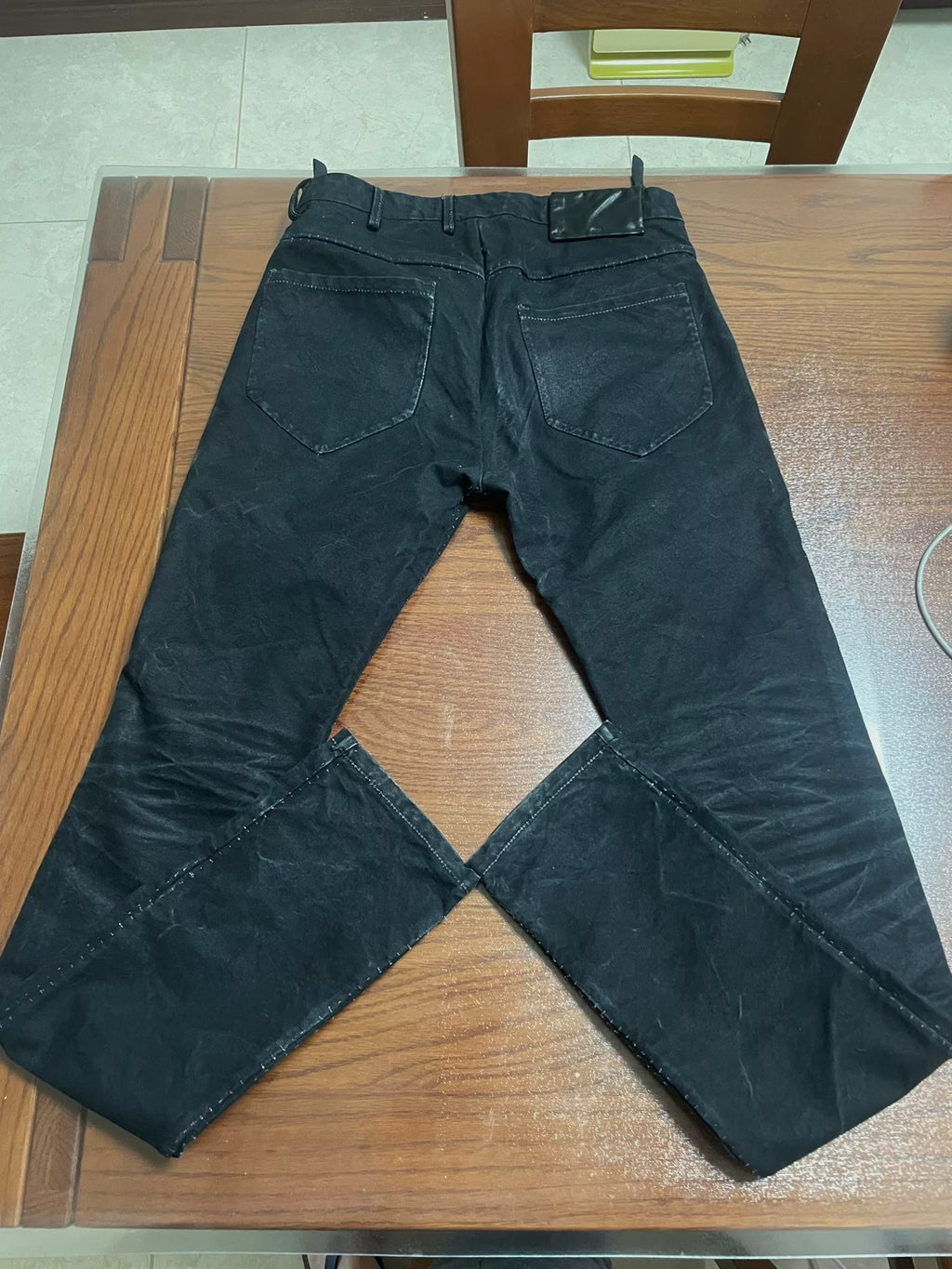 layer-0 Black Canvas 5p Distressed Cotton Trousers