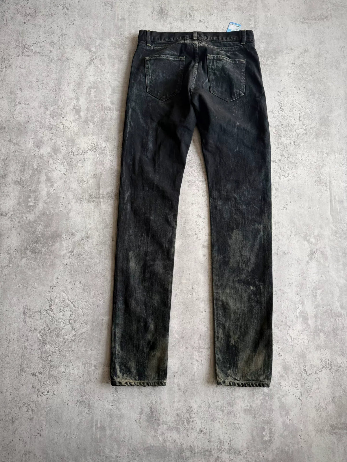 Saint Laurent Paris AW16 D02 Heavy Distressed Oil Stain Decay Denim Jeans by Hedi Slimane