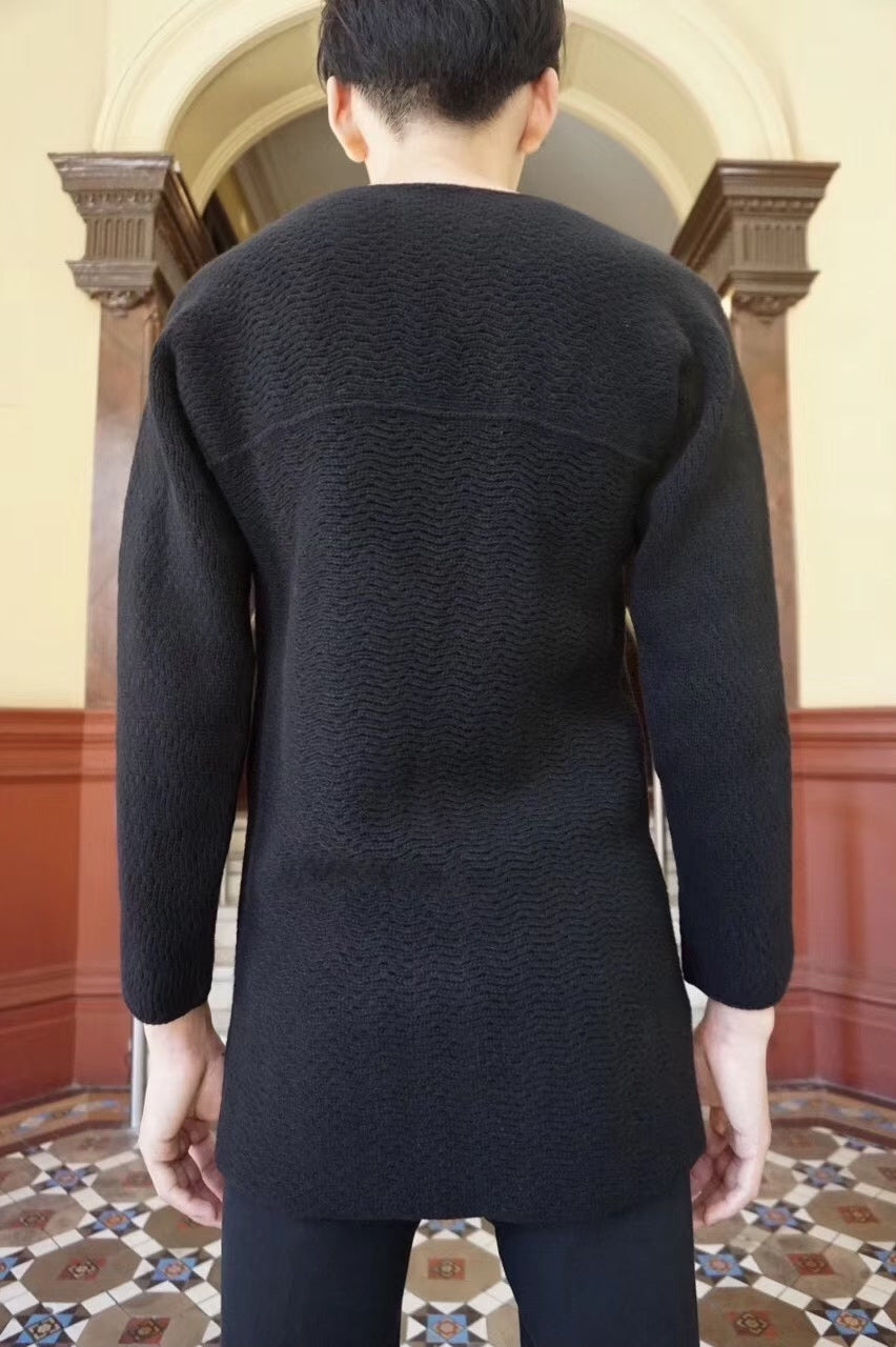 M.A+ FW17 Black Cross Wool Cashmere Crew Neck Sweater
