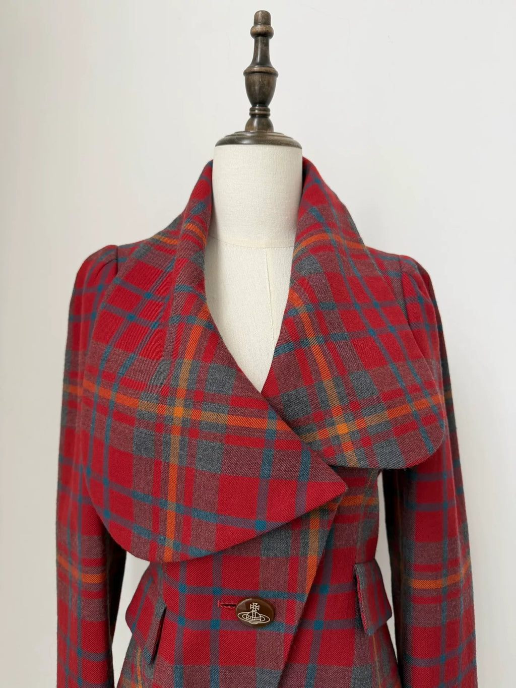 Vivienne Westwood vintage red plaid asymmetric lapel jacket