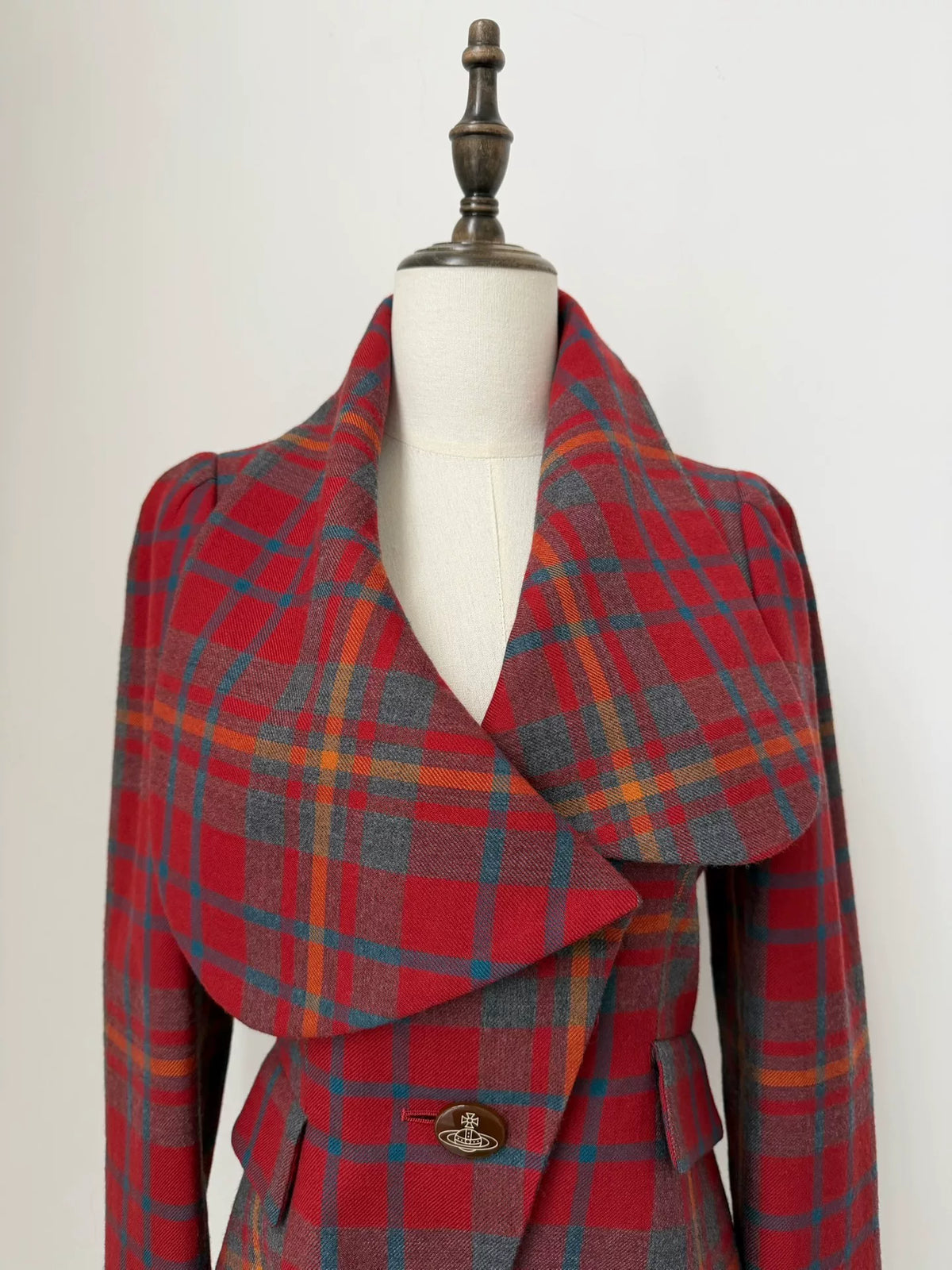 Vivienne Westwood vintage red plaid asymmetric lapel jacket