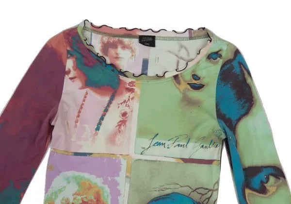 Jean Paul Gaultier Colorful Portrait Mesh Top