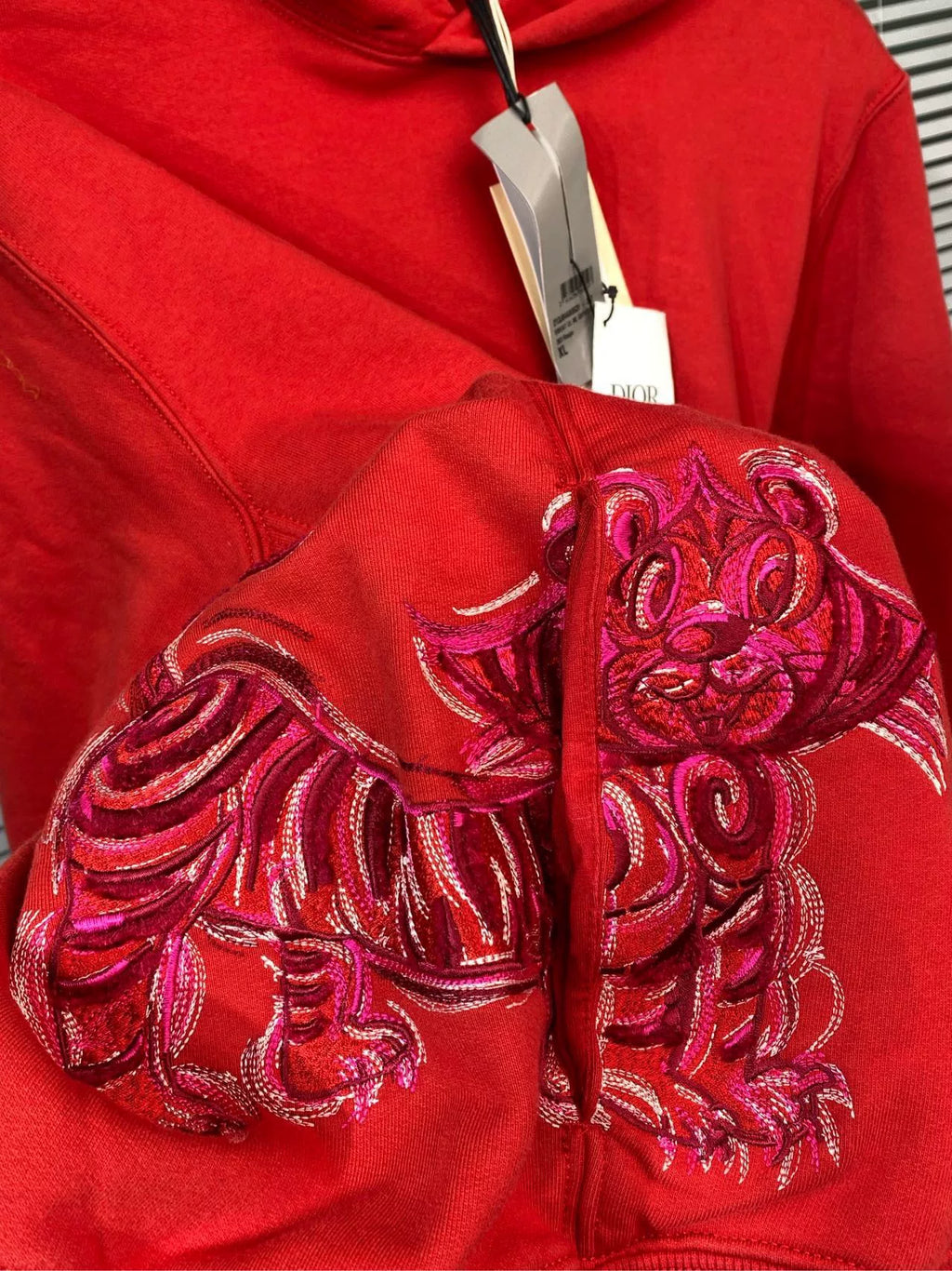 Dior Kenny Scharf Hooded Embroidered Red Hoodie