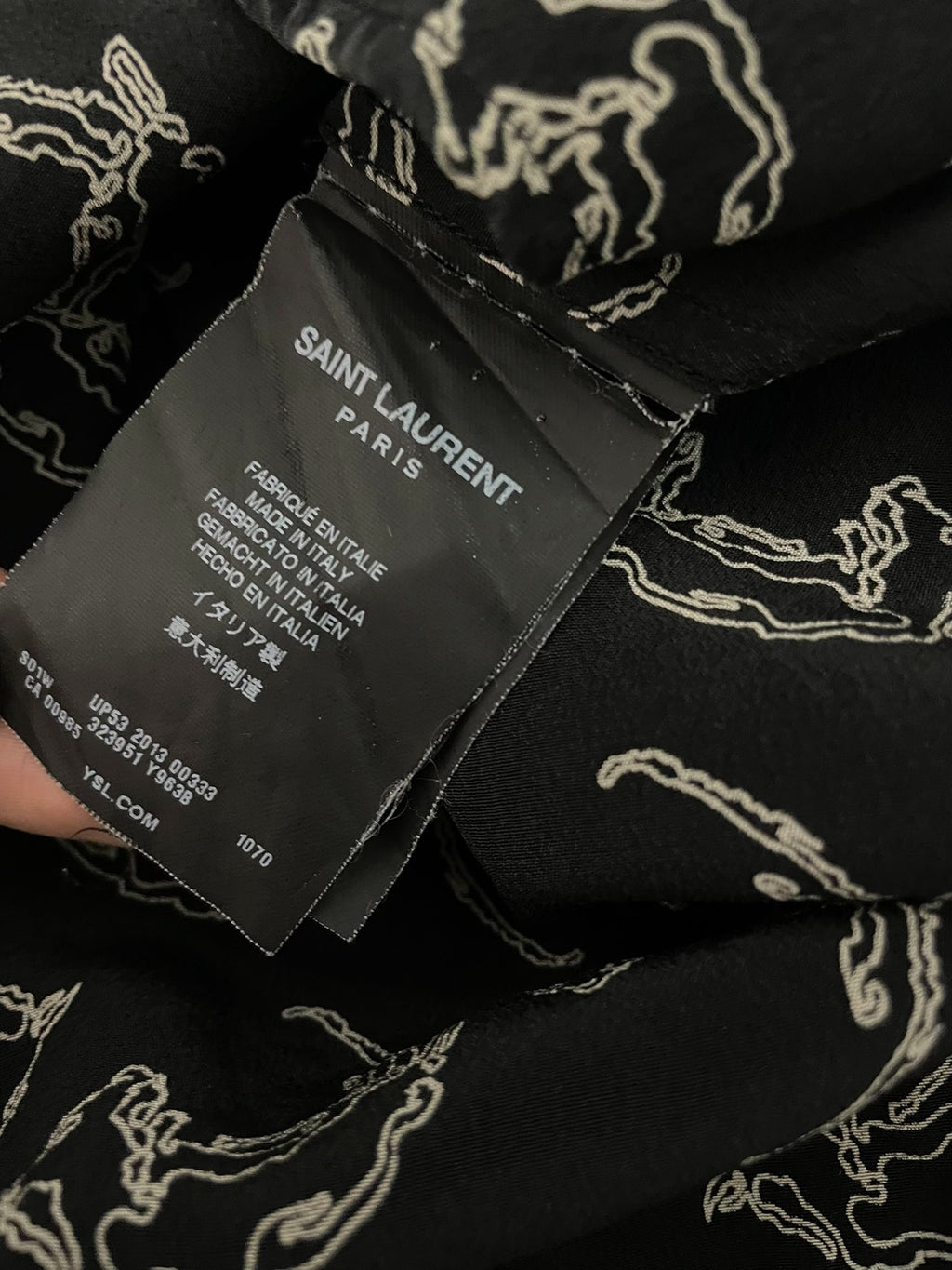 Saint Laurent FW13 Fox Print Silk Shirt