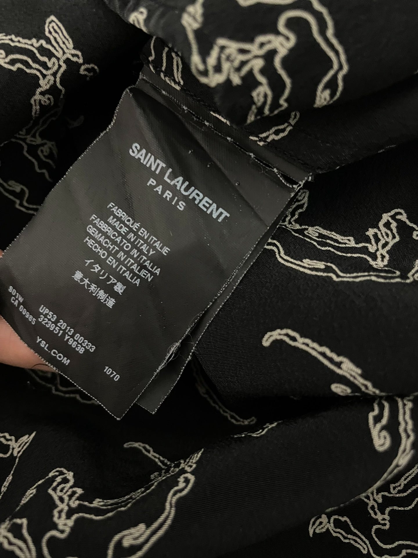 Saint Laurent FW13 Fox Print Silk Shirt